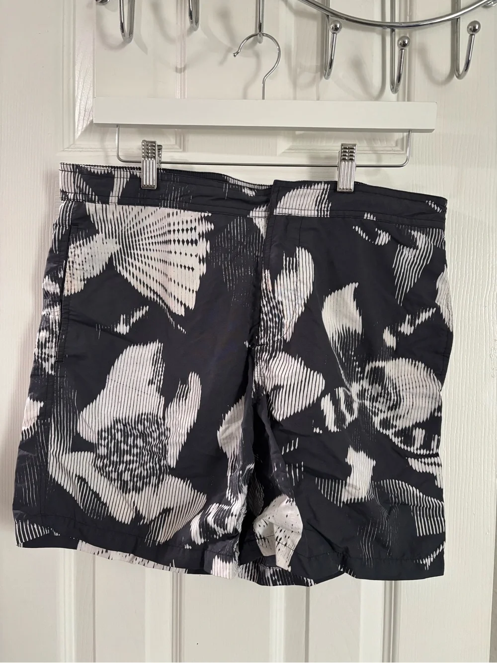 AllSaints Black and White Patterned Swim Shorts